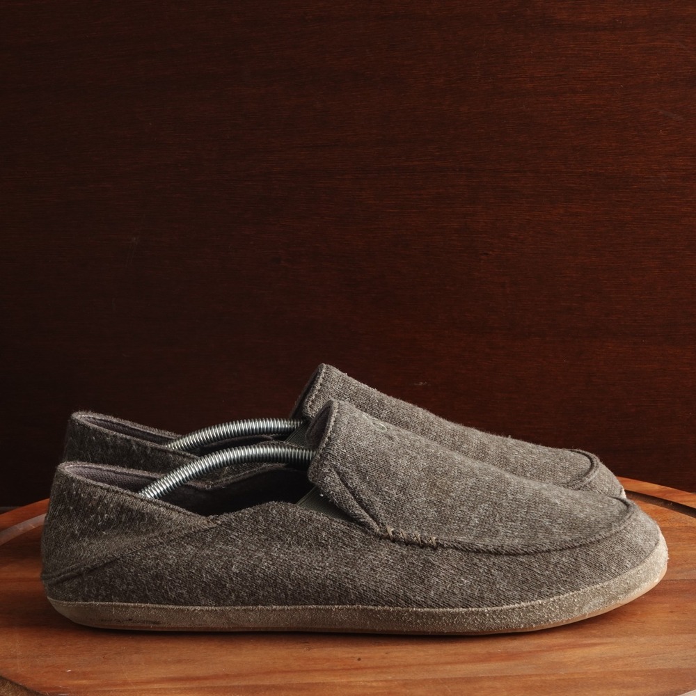OluKai Shoes Mens Size 13 Gray Green Moloa Hulu Slipper Comfort Convertible Cozy